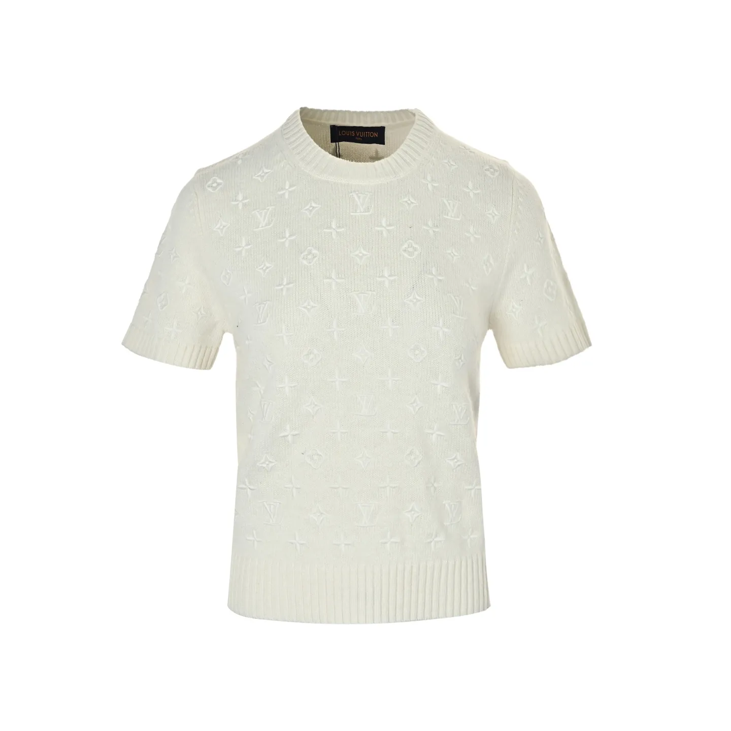 Louis Vuitton/Louis Vuitton 26ss women's presbyopic embroidered knitted short sleeves